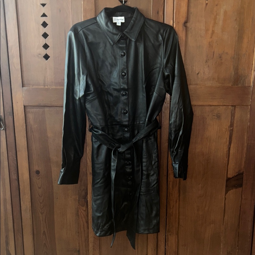 The Drop Sam Vegan Leather Shirtdress